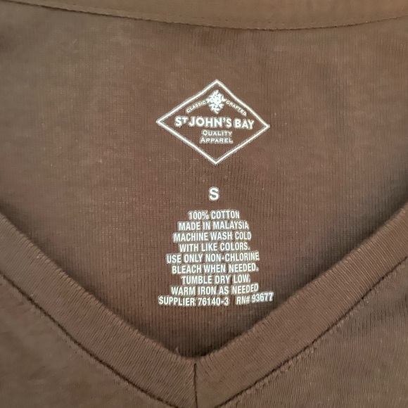Brown St John’s Bay 3/4” Sleeve Comfy V-Neck Shirt S - Picture 6 of 6